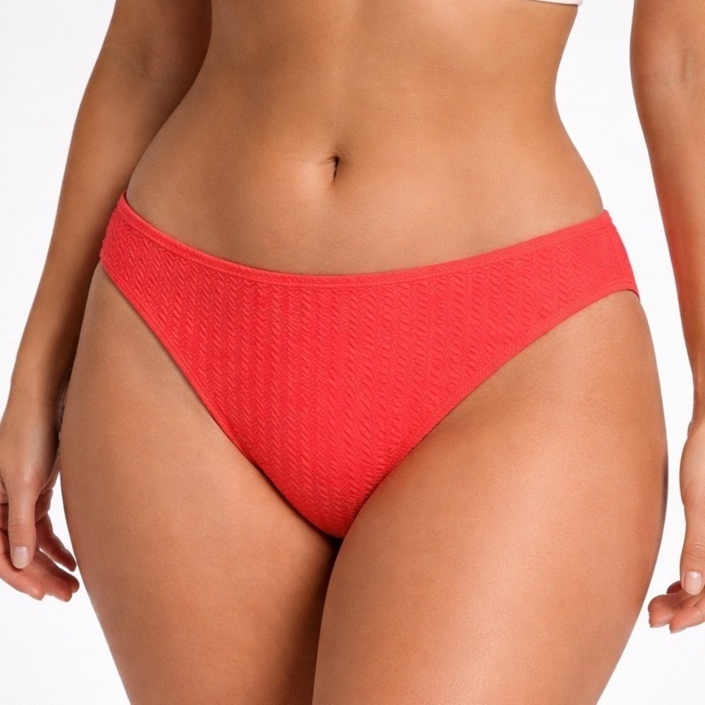 No Boundaries Herringbone Crinkle Bikini Bottom XL (16-18) Coral Flame New NWT